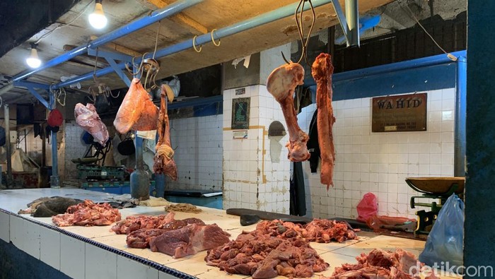 Daging sapi yang dijual di pasar Medan. (Kartika Sari/detikSumut)
