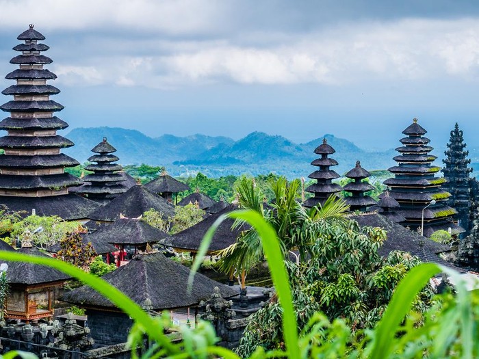 Roofs in Pura Besakih Temple in Bali Island, Indonesia.