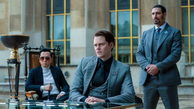 Donnie Yen as Caine, Bill Skarsgård as Marquis, and Marko Zaror as Chidi in John Wick: Chapter 4. Photo Credit: Murray Close