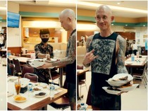 Makan di Restoran Padang, Vokalis Band Metal Ini Angkat Piring Bertumpuk