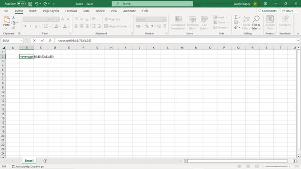Menghitung rata-rata dengan excel.