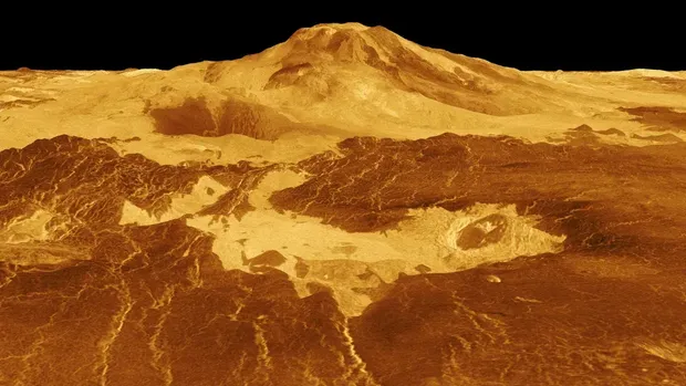 Penampakan 3D Gunung Api Venus, Maat Mons (Sumber: BGR)