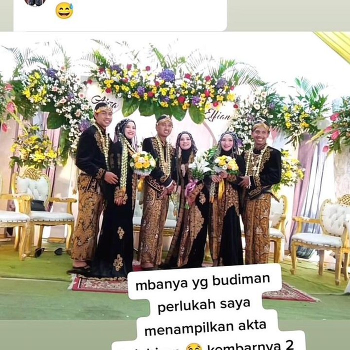 Pernikahan pengantin kembar 3 di Semarang, Jawa Tengah viral di media sosial.