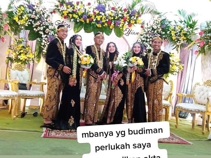 Pernikahan pengantin kembar 3 di Semarang, Jawa Tengah viral di media sosial.