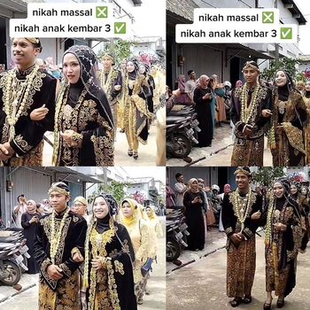 Pernikahan pengantin kembar 3 di Semarang, Jawa Tengah viral di media sosial. Pernikahan pengantin kembar 3 di Semarang, Jawa Tengah viral di media sosial.