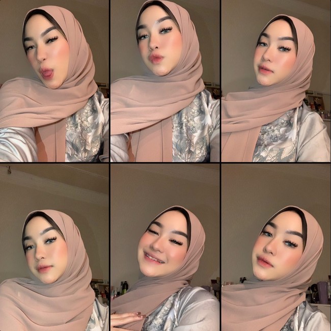 Dalam foto-fotonya Ratna kerap terlihat mengenakan riasan wajah untuk menyempurnakan penampilannya. Seperti tampilannya saat mengenakan kerudung yang satu ini. Foto: Instagram/@key24bingss