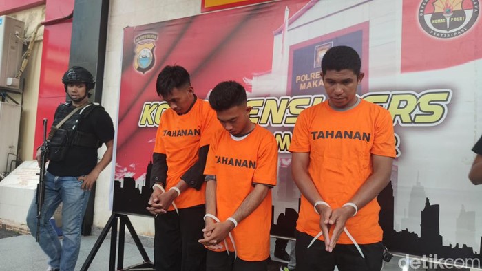 Tampang 3 sekuriti Lego-lego CPI, Makassar aniaya pengunjung hingga babak belur.