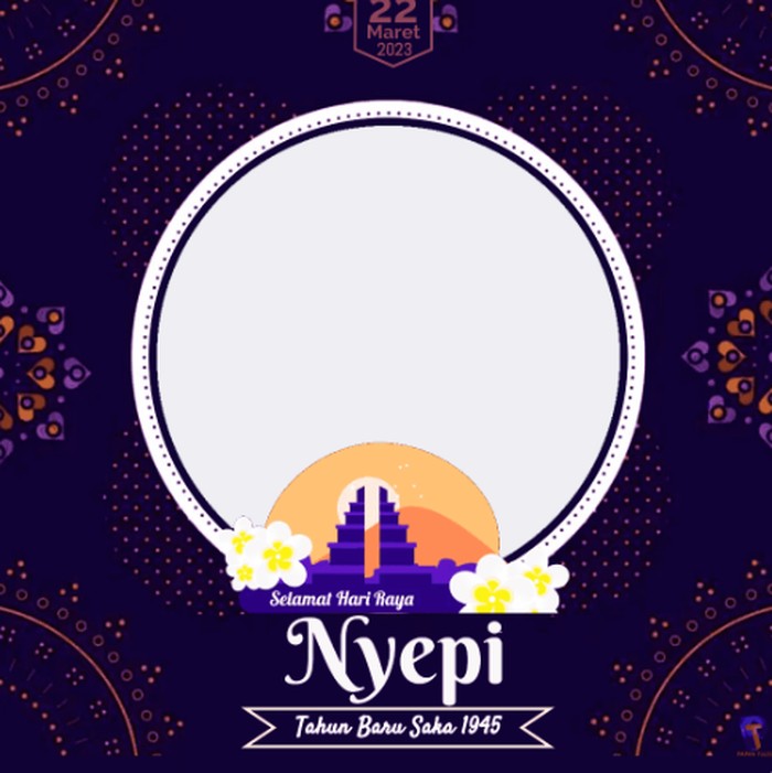 Twibbon Hari Raya Nyepi 2023 bisa dipakai pada peringatannya tanggal 22 Maret. Hari Raya Nyepi 2023 merupakan peringatan Tahun Baru Saka 1945.