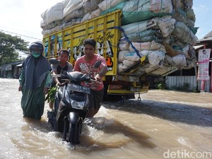 Jalur Alternatif Mojokerto-Jombang Banjir, Motor-Mobil Nekat Melintas Mogok