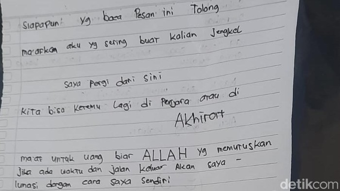 Isi Lengkap Surat Pelaku Mutilasi di Kaliurang, Titip Salam ke Keluarga. Foto diunggah Rabu (22/3/2023).