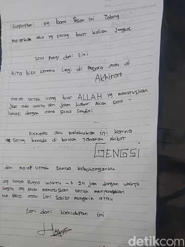 Isi Lengkap Surat Pelaku Mutilasi di Kaliurang, Titip Salam ke Keluarga. Foto diunggah Rabu (22/3/2023).