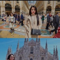 Dalam foto lainnya yang viral, Vidya tampak berpose di Milan dengan membawa tas klasik Chanel jenis Chanel Boy. Tas yang dirilis pada 2011 ini termasuk salah satu tas ikonik Chanel dengan harga jual preloved yang terus melonjak. Foto: Dok. Instagram, Antara Foto