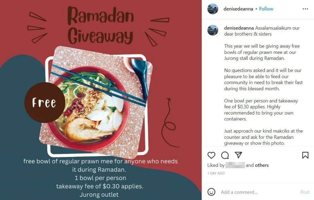Kedai Ini Bagikan Makanan Gratis Selama Bulan Ramadan untuk Buka Puasa