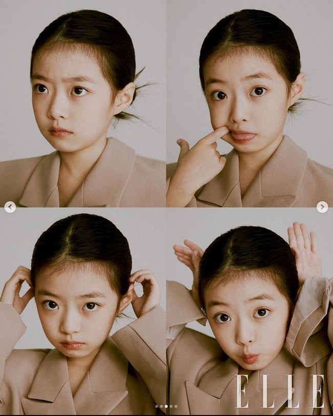 Penampilan Oh Ji Yul kini menjadi perbincangan penggemar The Glory Part 2 di media sosial. Tak sedikit yang melihat potensinya sebagai aktris hingga beranjak dewasa. Foto: dok. Instagram @ellekorea