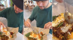 Makan Nasi Lemak Pakai Cara yang Unik, Pria Ini Menuai Pro Kontra