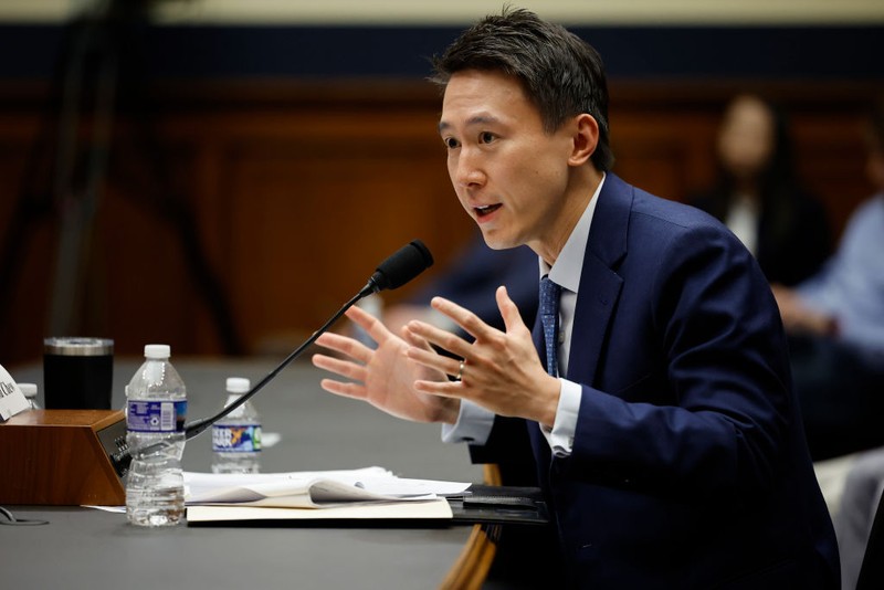 WASHINGTON, DC - MARCH 23: TikTok CEO Shou Zi Chew testifies before the House Energy and Commerce Committee in the Rayburn House Office Building on Capitol Hill on March 23, 2023 in Washington, DC. The hearing was a rare opportunity for lawmakers to question the leader of the short-form social media video app about the company's relationship with its Chinese owner, ByteDance, and how they handle users' sensitive personal data. Some local, state, and federal government agencies have been banning the use of TikTok by employees, citing concerns about national security.  (Photo by Chip Somodevilla/Getty Images)