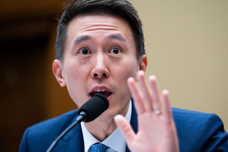 UNITED STATES - MARCH 23: TikTok CEO Shou Zi Chew testifies during the House Energy and Commerce Committee hearing titled TikTok: How Congress Can Safeguard American Data Privacy And Protect Children From Online Harms, in Rayburn Building on Thursday, March 23, 2023. (Tom Williams/CQ-Roll Call, Inc via Getty Images)