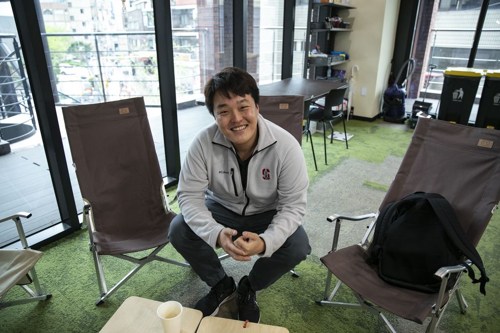 Do Kwon, co-founder and chief executive officer of Terraform Labs, in the company's office in Seoul, South Korea, on Thursday, April 14, 2022. Kwon is counting on the oldest cryptocurrency as a backstop for his stablecoin, which some critics liken to a ginormous Ponzi scheme. Photographer: Woohae Cho/Bloomberg via Getty Images