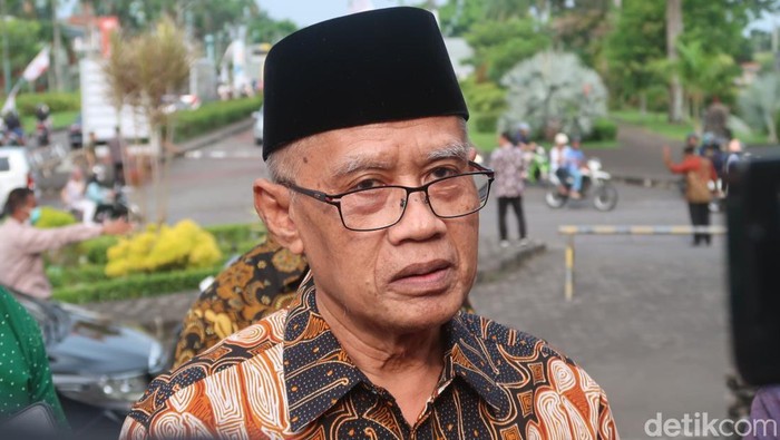 Ketua Umum PP Muhammadiyah Haedar Nashir di kampus UMY, Bantul, DIY, Jumat (24/3/2023).