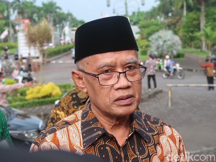 Ketua Umum PP Muhammadiyah Haedar Nashir di kampus UMY, Bantul, DIY, Jumat (24/3/2023).