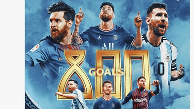 Lionel Messi Dielu-elukan Usai Cetak Gol ke-800