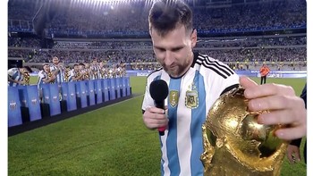 Sebelumnya juga, Messi merayakan capaian timnas Argentina pada Piala Dunia 2022 Qatar lalu. Foto: Twitter