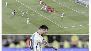 Tendengan bebas yang dieksekusi Messi berhasil merobek gawang Panama. Dan, ini adalah gol La Pulga ke-800 sepanjang karirnya saat ini. Foto: Twitter