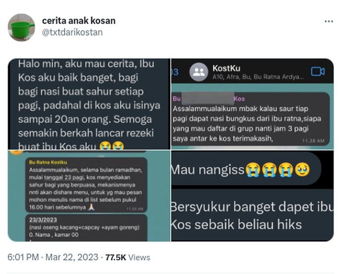 Mulia! Ibu Kos Ini Sediakan Makanan Sahur Gratis untuk Penghuninya
