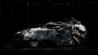 Penampakan bangkai mobil jet darat yang dikemudikan pembalap Romain Grosjean yang ketika itu membela tim Haas.
