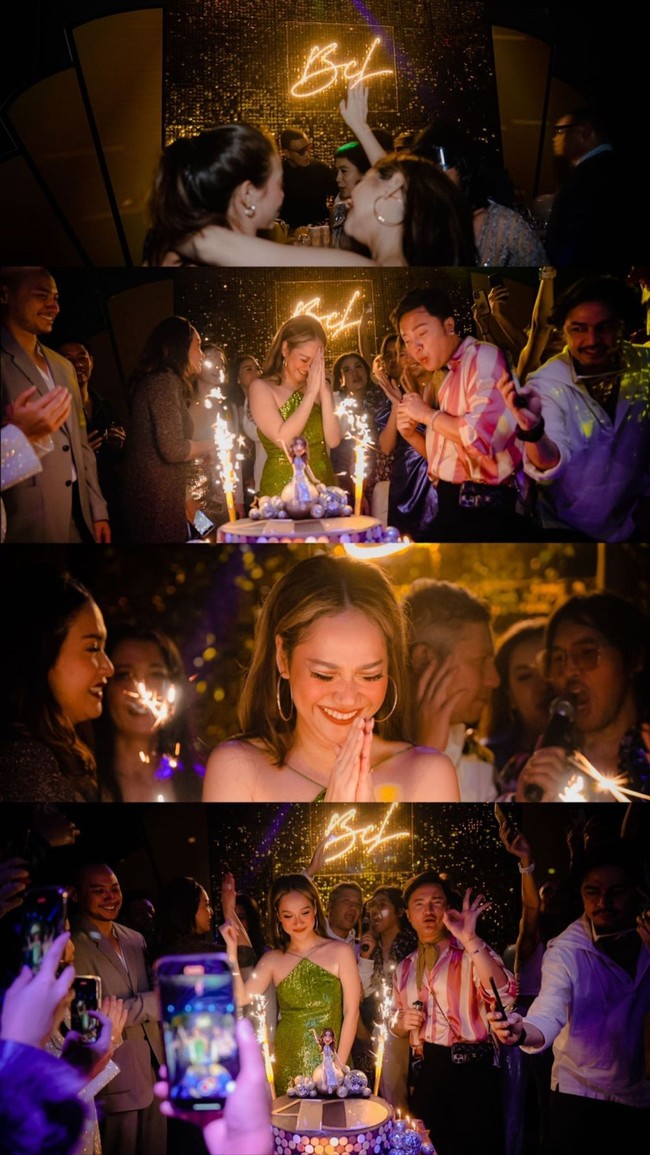Pesta ulang tahun BCL tampak mewah dan meriah, ramai dihadiri oleh para sahabat dan rekan-rekan artisnya. Para tamu undangan yang hadir pun tampak mengenakan pakaian yang sesuai dengan tema disko yang telah dipilih. Foto: Instagram/@bclsinclair