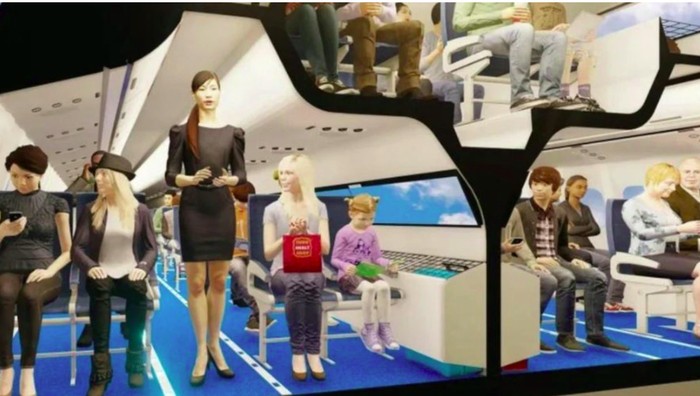 Desain liar kelas ekonomi pesawat