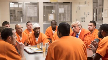 Sejauh ini, dapat dipastikan Donald Trump belum mendapatkan hukuman apa-apa, apalagi ditangkap. Foto: Twitter @EliotHiggins