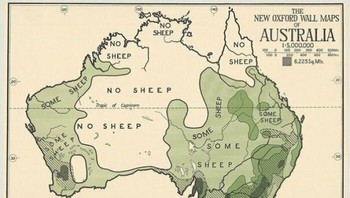 Peta Australia di 1920, memetakan keberadaan domba di tiap daerah. Foto: Evilaars via Bored Panda