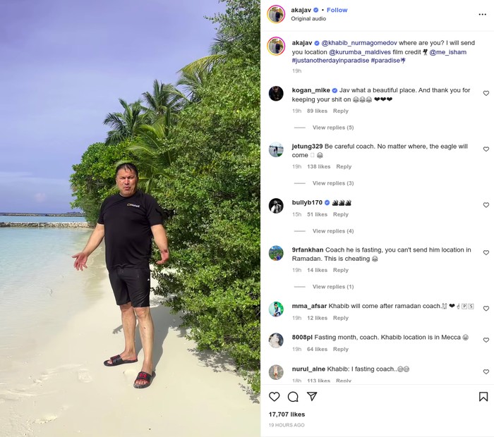 Javier Mendez liburan di Maldives
