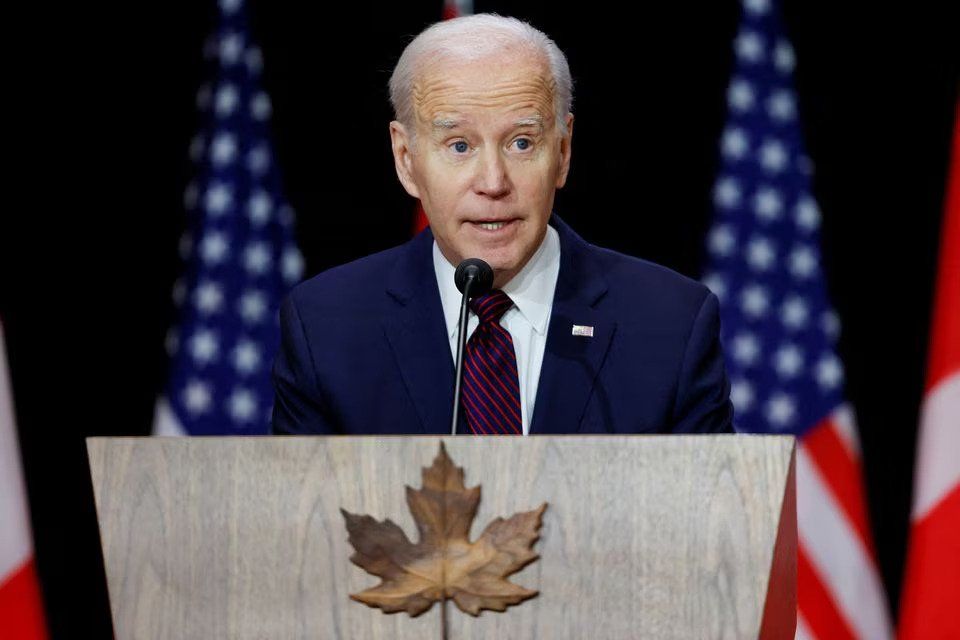 U.S. President Joe Biden speaks during a joint news conference with Canadian Prime Minister Justin Trudeau, in Ottawa, Ontario, Canada, March 24, 2023. REUTERS/Blair Gable