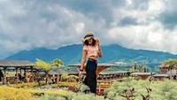 Kalau ini momen saat aspri baru Hotman Itu berpose di Kafe tengah sawah. Indah ya pemandangannya? Foto: Instagram @grece_okta