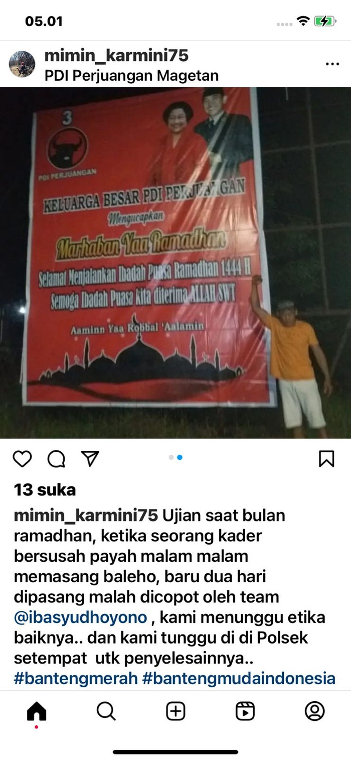Baliho PDIP Magetan dicopot