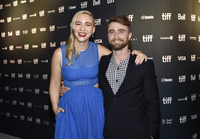 Daniel Radcliffe, right, and girlfriend Erin Darke attend the premiere for 