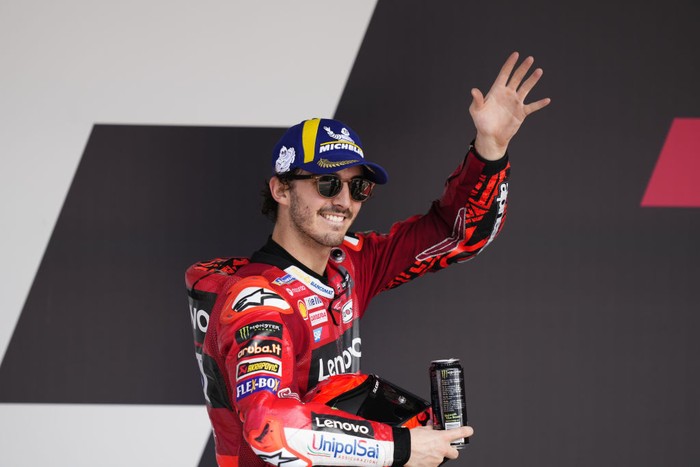 PORTIMAO, PORTUGAL - 26th March: Francesco Pecco Bagnaia (1) of Italy and Ducati Lenovo Team during the race of the Grande Premio TISSOT de Portugal at Autodromo do Algarve on March 26, 2023 in Lagoa, Algarve, Portugal. (Photo by Jose Hernandez/Anadolu Agency via Getty Images)