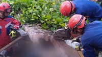 Tembok diduga roboh akibat tertiup angin kencang. Sebanyak 7 personel damkar menuju ke lokasi untuk melakukan proses evakuasi (dok IG @humasjakfire)