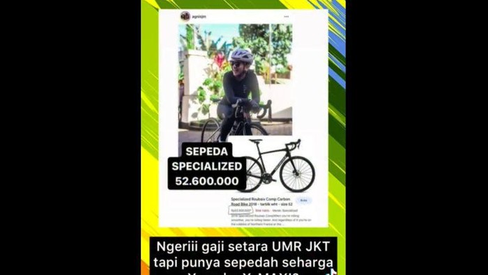 Unggahan di media sosial yang menyampaikan narasi terkait kepemilikan barang mewah oleh Kasat Lantas Polres Malang AKP Agnis Juwita Manurung.
