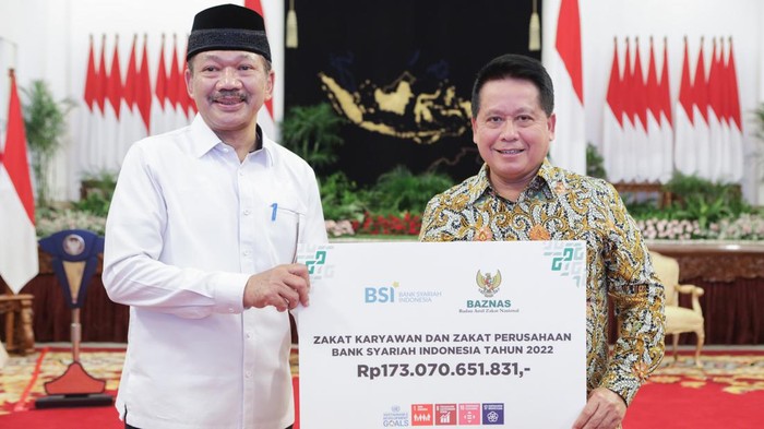 BSI membayarkan zakat perusahaan melalui Badan Amil Zakat Nasional (BAZNAS). Jumlahnya mencapai Rp 173,07 miliar.