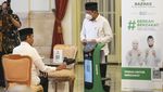 Momen Jokowi dan Maruf Amin Serahkan Zakat ke Baznas Pakai QR Code