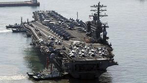 Potret Kapal Induk Nimitz AS Ikut Latihan Militer di Korsel