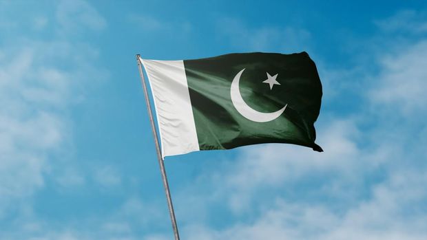 National Flag of Pakistan.Pakistan Flag waving.