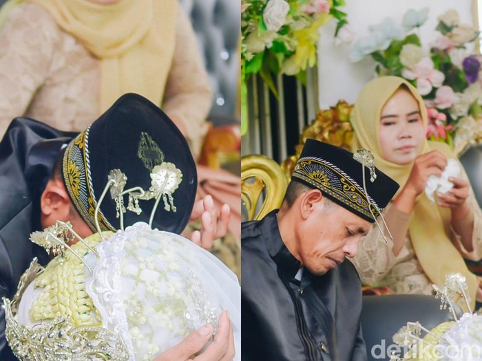 Momen haru sungkeman acara pernikahan ini mendadak berubah menjadi ambyar, viral di media sosial.