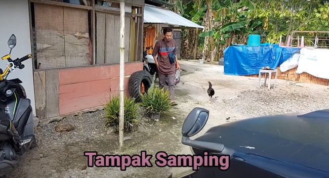 Bagian samping rumah juga tak kalah sederhana dengan dinding dari kayu-kayu dan triplek serta atap seng. Rumah tersebut tampak jauh dari kesan mewah. Foto: YouTube/Daily Indah