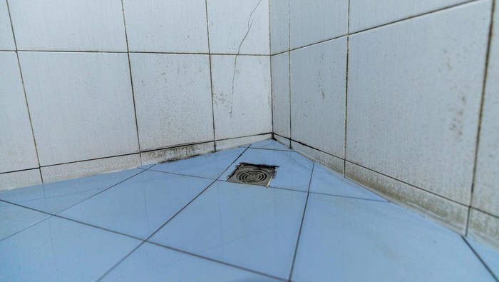 Dirt and mold in the bathroom.