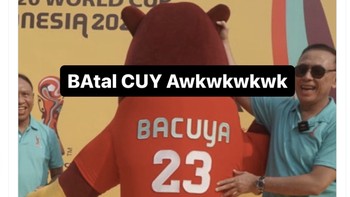 Bacuya dipilih jadi maskot Piala Dunia U-20 ini lantaran mengambil inspirasi dari badak Jawa yang merupakan salah satu jenis hewan endemik Indonesia. Kini dia tidak jadi tampil. Netien ini pun berseloroh bahwa singkatan Bacuya jadinya Batal Cuy Awkwkwkwk. Foto: Twitter