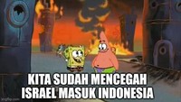 Spongebob dan Patrick berhasil mencegah Israel masuk Indonesia. Foto: Twitter